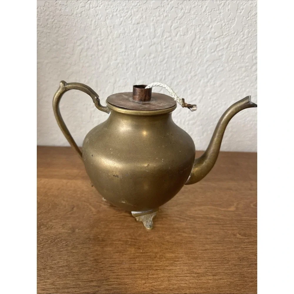 Vintage Cespedes Brass Kettle With Decorative Feet Cooper Wick Chile